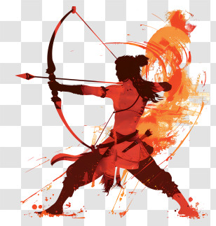 Rama Navami - Archer Silhouette With Bow And Arrow Transparent PNG