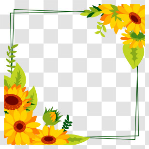 Yellow Flowers - Sunflower Frame With Vibrant Floral Design Transparent PNG