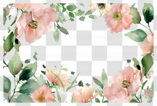 Floral Background - Elegant Floral Frame With Pink Blossoms Transparent PNG