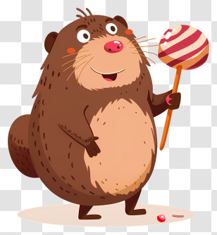 Mole - Cute Beaver With Lollipop Transparent PNG