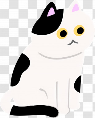 Cartoon Cat - Adorable Black And White Cartoon Cat Transparent PNG