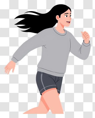 Running Woman - Woman Running In Gray Outfit Transparent PNG