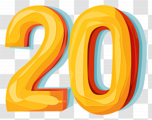 Number 20 - Bold And Colorful Number 20 Design Transparent PNG