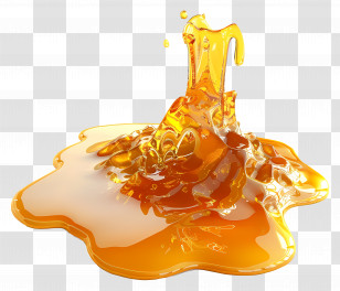Honey Puddle - Golden Honey Splash Transparent PNG