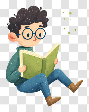 Boy Reading Book - Cartoon Boy Reading A Book Transparent PNG