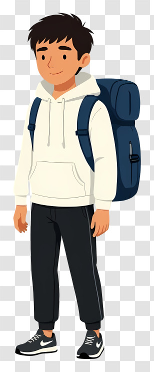 Boy School Backpack - Cartoon Boy With Backpack Transparent PNG