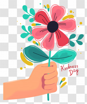 World Kindness Day - Hand Holding Pink Flower For Kindness Day Transparent PNG