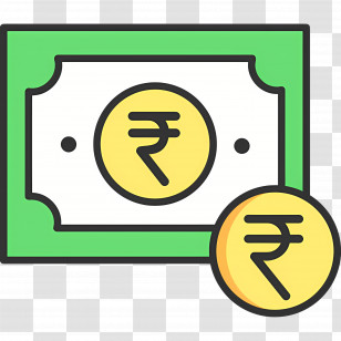 Indian Rupees - Colorful Illustration Of Indian Rupee Note And Coin Transparent PNG