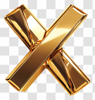 Gold X - 3D Golden X Transparent PNG