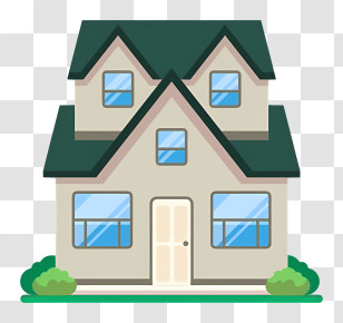 House - Illustration Of A Green Roof House Transparent PNG