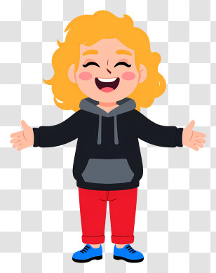 Woman Laughing - Happy Child With Curly Hair Cartoon Transparent PNG