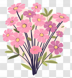 Pink Wildflower Bouquet - Pink Flowers Bouquet Transparent PNG