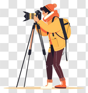 Photographer Taking Photo - Photographer In Outdoor Winter Gear Transparent PNG