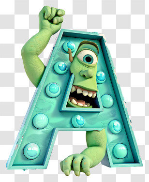 3d Cartoon Alphabet Letter - Green Monster Letter A Transparent PNG