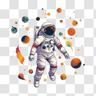 Astronaut - Astronaut Floating In Space With Planets Transparent PNG