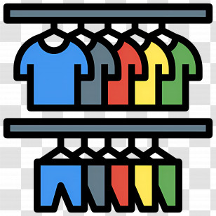 Clothes - Colorful Clothing Rack Illustration Transparent PNG