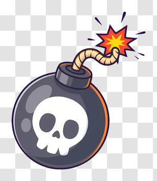 Timer Bomb - Cartoon Bomb With Skull Transparent PNG