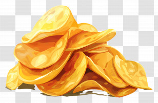 Chips - Crispy Golden Potato Chips Stack Transparent PNG