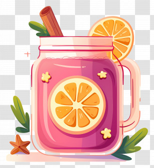 Cider - Refreshing Orange Juice In A Mason Glass Transparent PNG