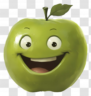 Green Apple - Green Smiling Apple Illustration Transparent PNG