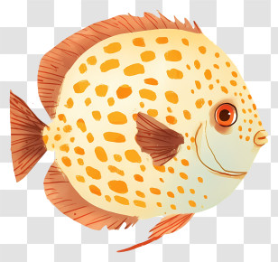 Discus Fish - Cartoon Yellow Fish With Spots Transparent PNG