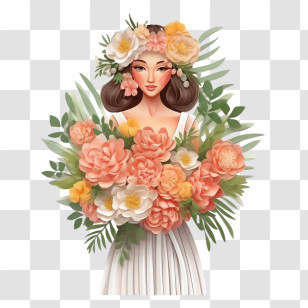 Wedding Dress
 - Elegant Woman With Floral Bouquet Transparent PNG