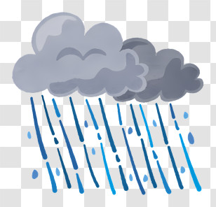 Icon - Rainstorm With Gray Clouds And Falling Raindrops Transparent PNG