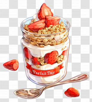 National Parfait Day - Strawberry Parfait With Layers In Jar Transparent PNG