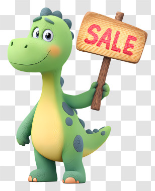 Dinosaur Holding Sale Sign - Cartoon Dinosaur With Sale Sign Transparent PNG