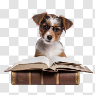 Dog Reading Book
 - Adorable Dog With Glasses Reading A Book Transparent PNG