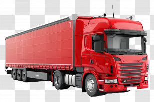 Lorry Side View - Red Cargo Truck For Transportation Transparent PNG