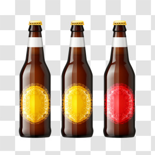 Beer Bottle - Brown Beer Bottles With Labels Transparent PNG