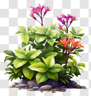Flowers - Realistic Garden With Flowers Transparent PNG