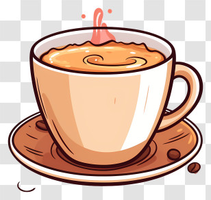 Coffee Cup - Coffee Cup With Saucer And Steamy Drink Transparent PNG