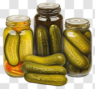 Watercolor Pickles - Jars Of Pickles And Cucumbers Transparent PNG