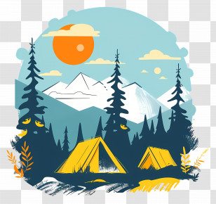 Summer Camp - Camping Scene In The Forest Transparent PNG