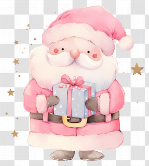 Pink Santa Claus - Pink Santa Holding Holiday Gift Illustration Transparent PNG