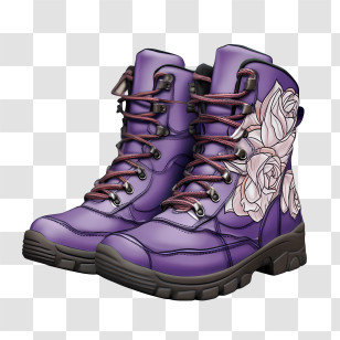 Boots - Purple Boots With Rose Design For Fashion Statement Transparent PNG