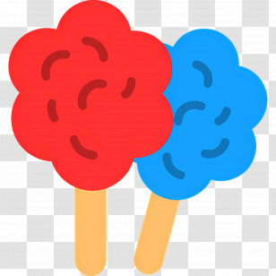 Cotton Candy - Red And Blue Cotton Candy Sticks Transparent PNG