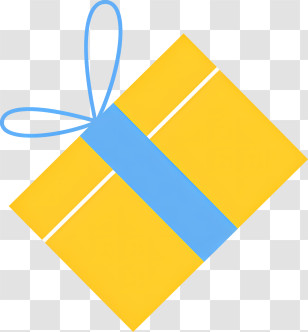 Christmas Present - Yellow Gift Box With Blue Ribbon Transparent PNG