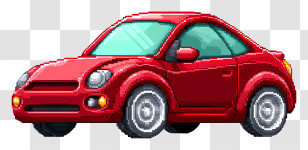 Pixel Car - Compact Red Car Illustration Transparent PNG