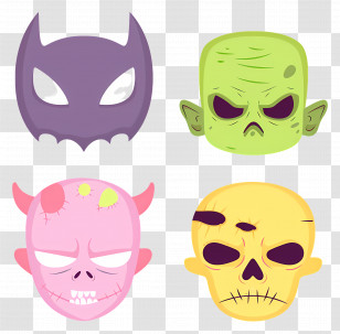 Halloween Characters - Cartoon Monster Masks For Halloween Transparent PNG