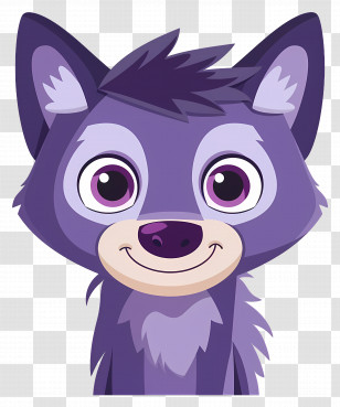 Wolf Head - Cute Purple Cartoon Wolf Illustration Transparent PNG