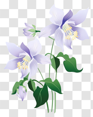 Purple Flowers - Delicate Purple Flowers And Green Leaves Transparent PNG