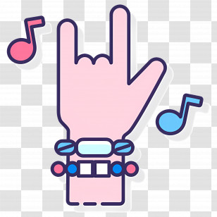 Rock Music - Rock Hand Gesture With Music Notes Transparent PNG
