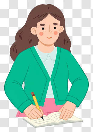 Woman Writing With Pencil - Girl Writing In Notebook Transparent PNG
