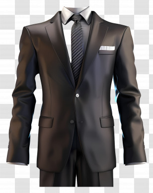 Formal Attire For Men - Formal Black Suit With Tie For Professional Attire Transparent PNG