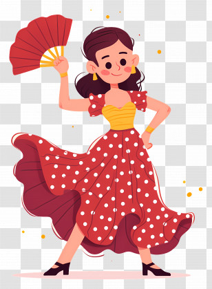 Flamenco Dancing - Red Polka Dot Flamenco Dancer Transparent PNG