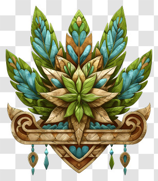 Quimbaya Civilization - Leafy Abstract Design With Geometric Shapes Transparent PNG