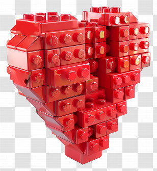 Red Heart - Red Heart Sculpture Made Of Toy Blocks Transparent PNG